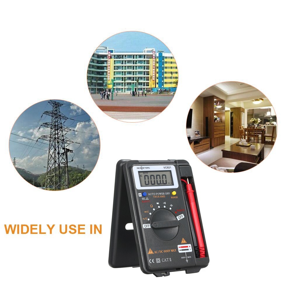 RICHMETERS VC921 Handheld Mini Digital Multimeter 4000 Counts AC/DC Voltage Tester Ammeter with Temperature Sensor & Test Probe