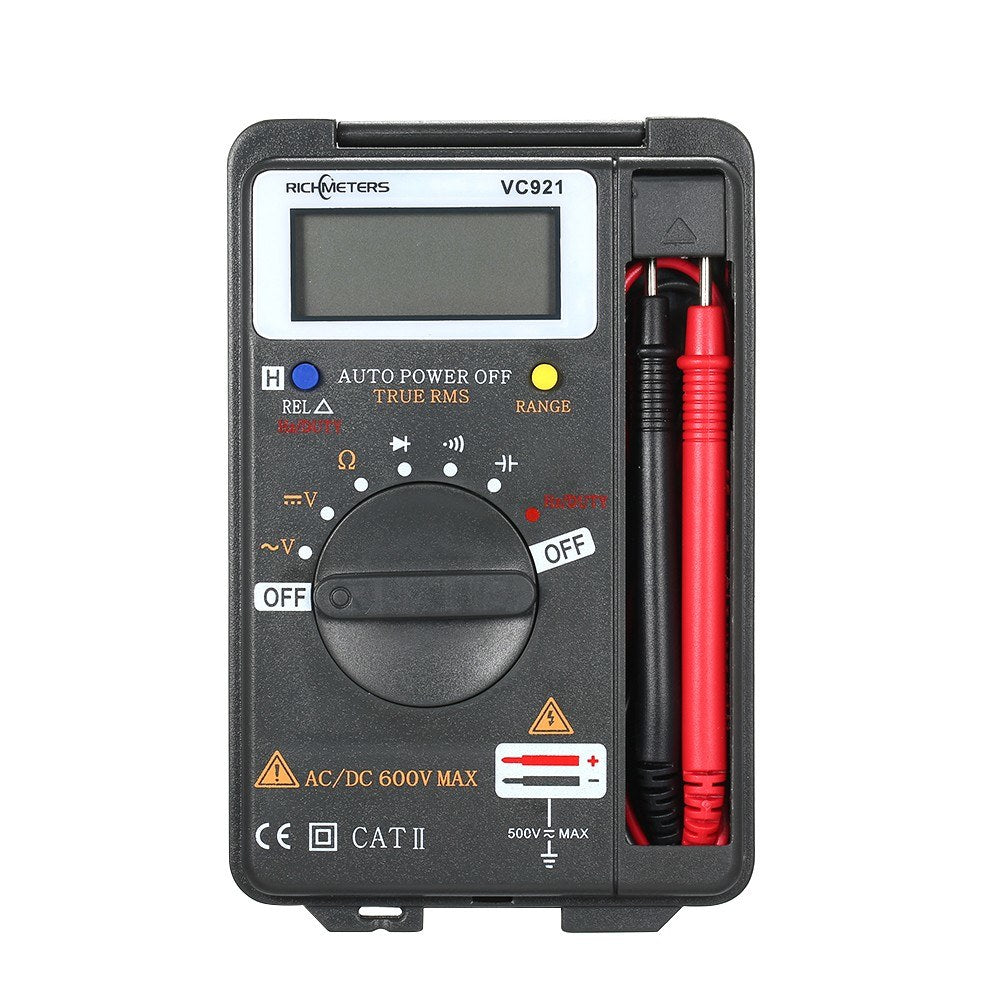 RICHMETERS VC921 Handheld Mini Digital Multimeter 4000 Counts AC/DC Voltage Tester Ammeter with Temperature Sensor & Test Probe
