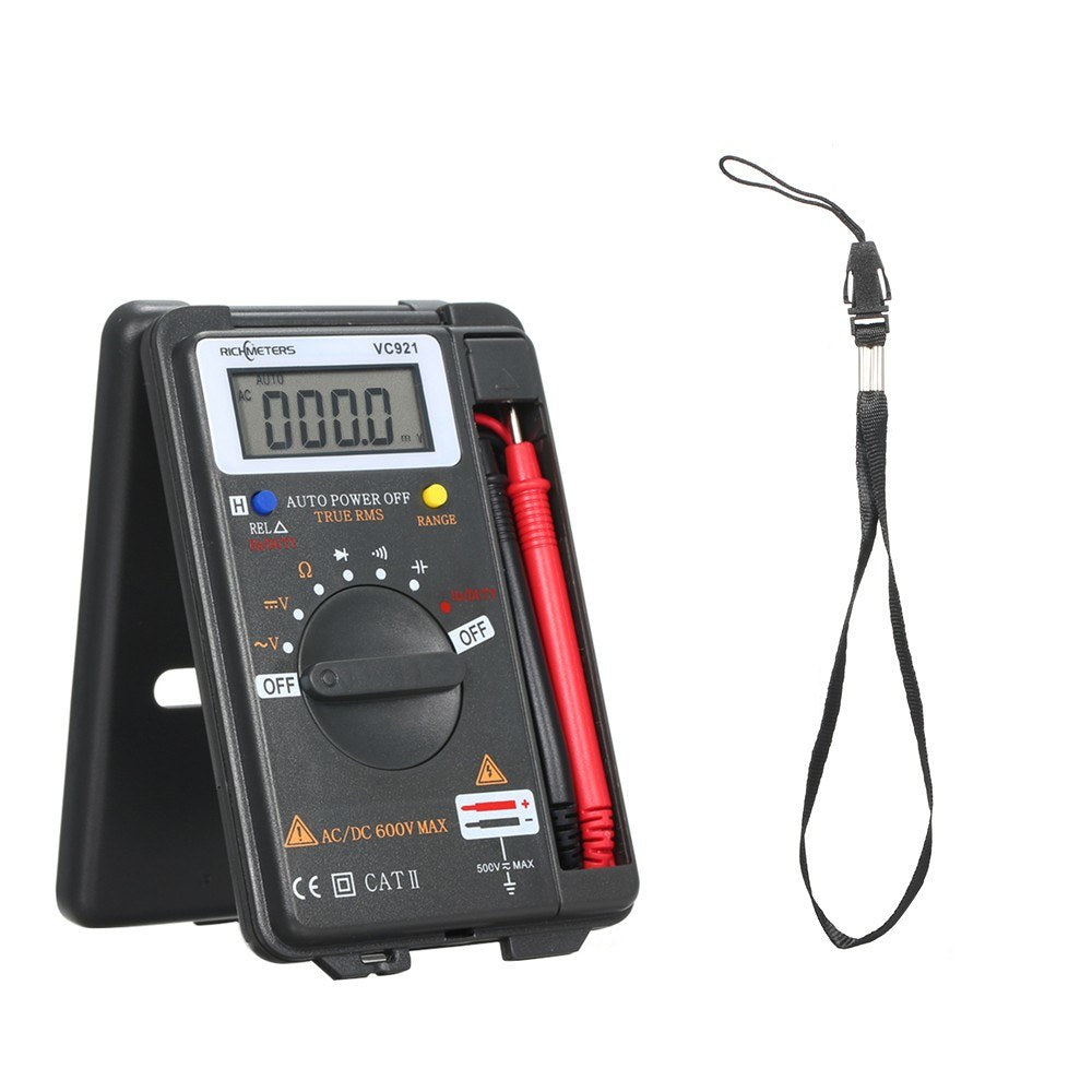 RICHMETERS VC921 Handheld Mini Digital Multimeter 4000 Counts AC/DC Voltage Tester Ammeter with Temperature Sensor & Test Probe