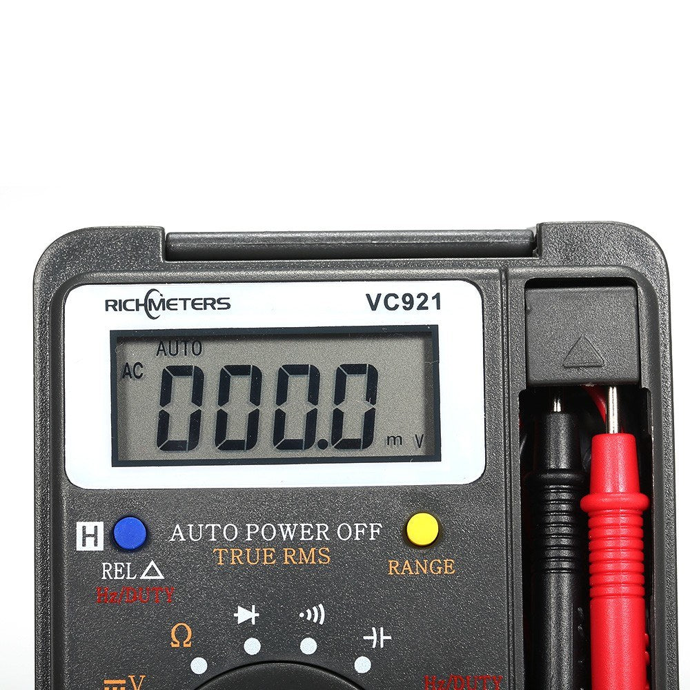 RICHMETERS VC921 Handheld Mini Digital Multimeter 4000 Counts AC/DC Voltage Tester Ammeter with Temperature Sensor & Test Probe
