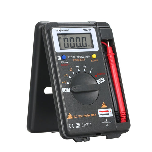 RICHMETERS VC921 Handheld Mini Digital Multimeter 4000 Counts AC/DC Voltage Tester Ammeter with Temperature Sensor & Test Probe