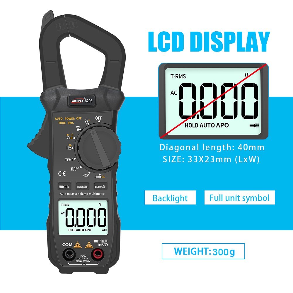 WinAPEX 6000 Counts True RMS Digital Clamp Multimeter with Square Wave Output