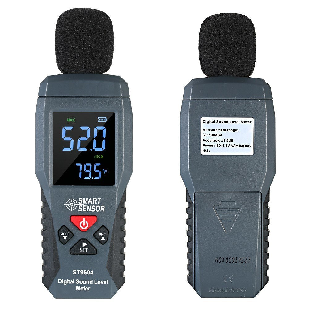 Mini Digital Sound Level Meter - SMART SENSOR ST9604, LCD Display, 30-130dBA Noise Measuring Instrument