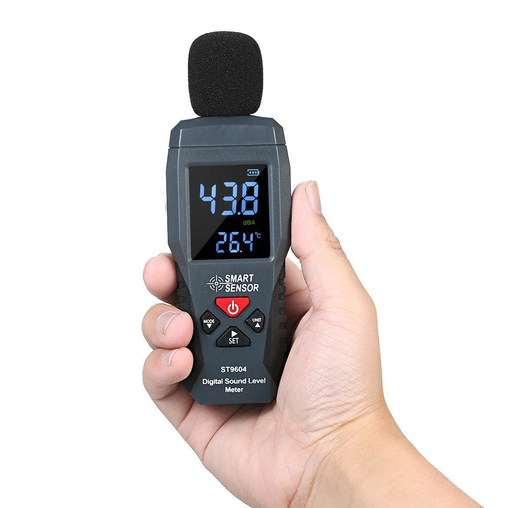 Mini Digital Sound Level Meter - SMART SENSOR ST9604, LCD Display, 30-130dBA Noise Measuring Instrument