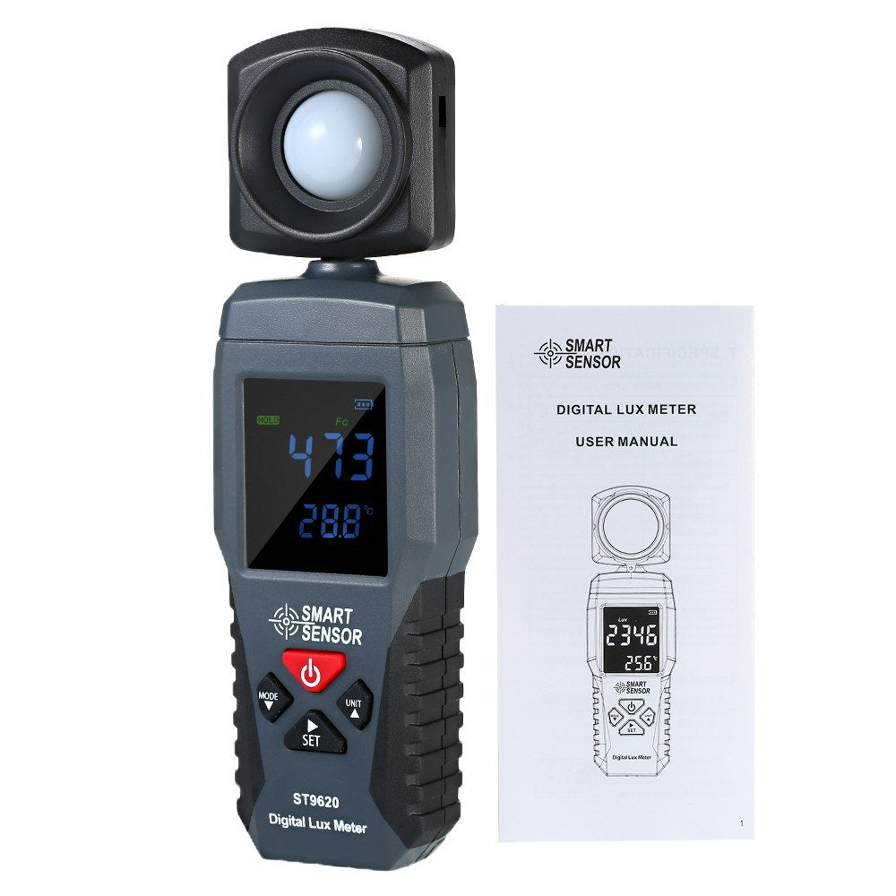 ST9620 Smart Sensor Digital Lux Meter - Handheld LCD Illuminometer for 1-200000 Lux