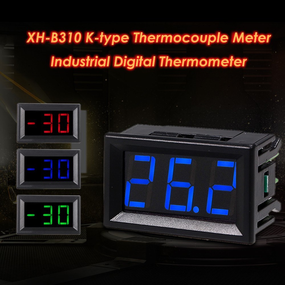 Industrial Digital Thermometer XH-B310, 12V, K-type M6 Thermocouple, -30~800℃, High Accuracy, LED Display