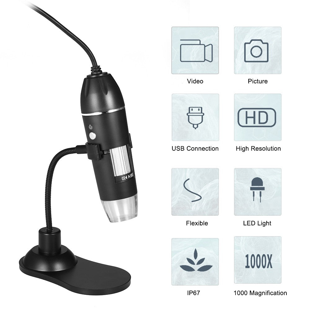 USB Digital Microscope - Handheld & Desktop Magnifier with Zoom