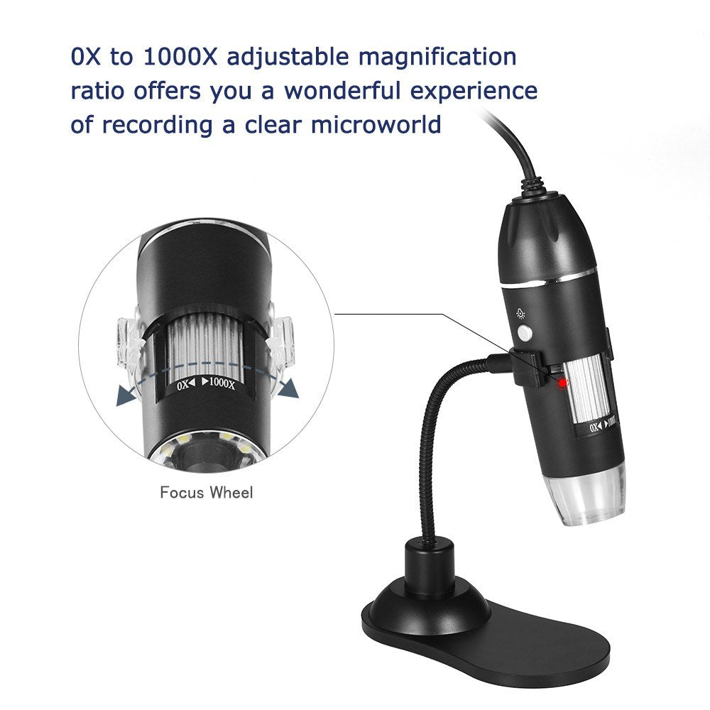 USB Digital Microscope - Handheld & Desktop Magnifier with Zoom