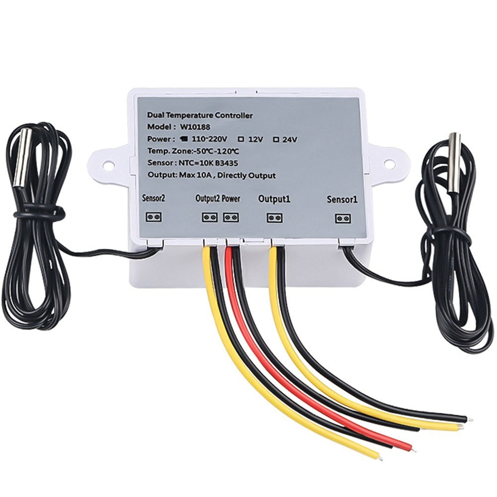 Dual Digital Thermostat Temperature Controller with Two Relay Outputs for Incubator Heating & Cooling, XK-W1088 AC110-220V