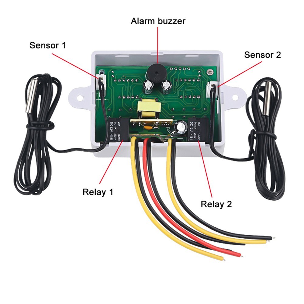 Dual Digital Thermostat Temperature Controller with Two Relay Outputs for Incubator Heating & Cooling, XK-W1088 AC110-220V