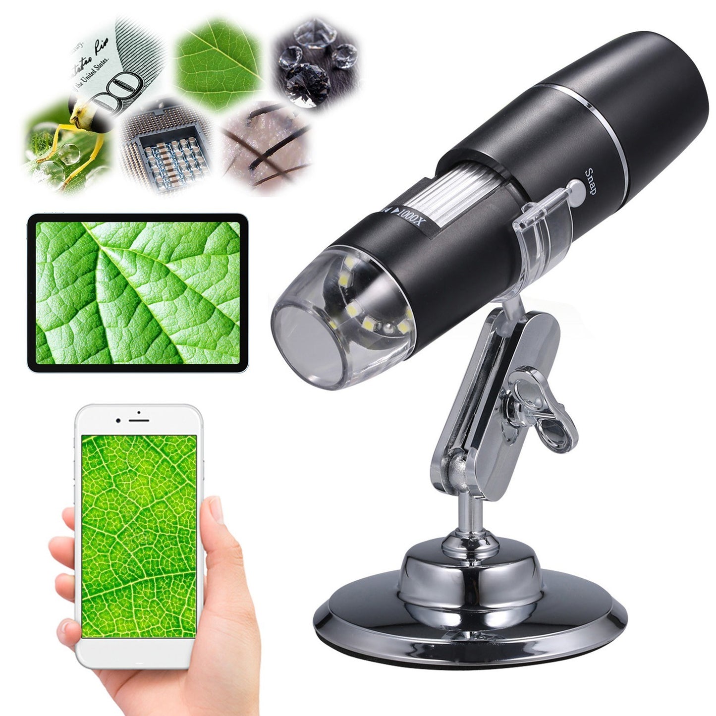 Portable WiFi Digital Microscope 1000x HD Magnification - Educational Gift for Kids, Christmas & Halloween