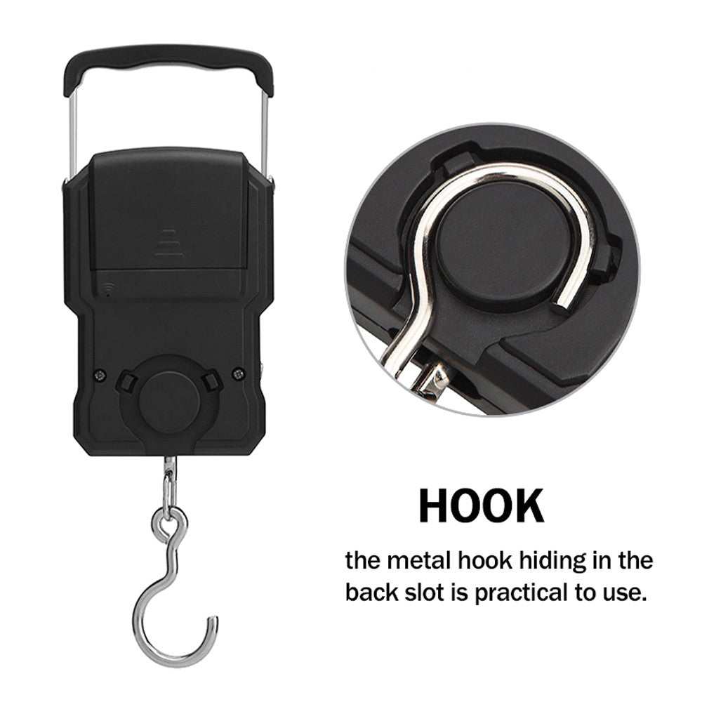 Portable Digital Hanging Hook Scale with Backlight, 75Kg/10g Capacity, Measuring Tape for Fishing & Postal Use