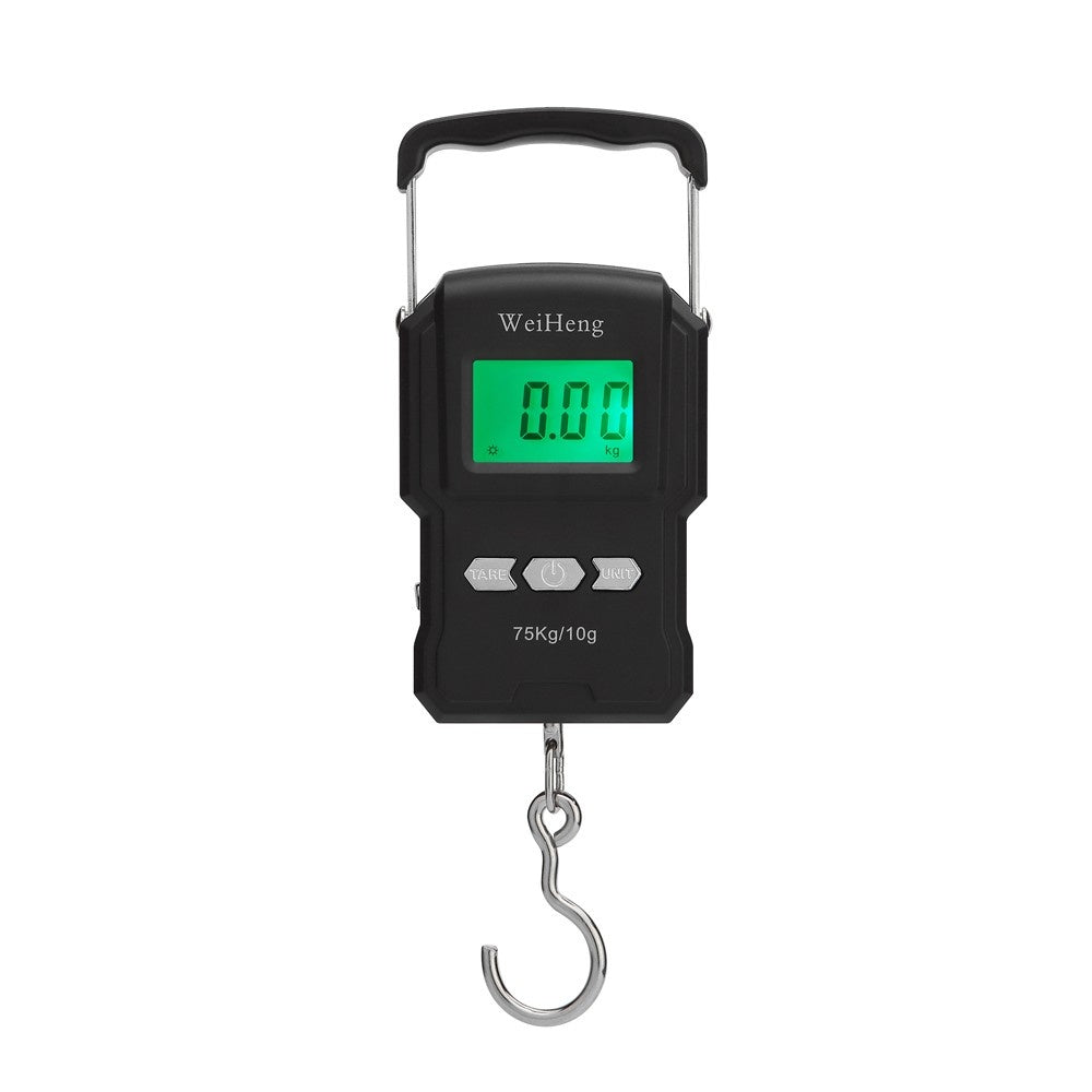 Portable Digital Hanging Hook Scale with Backlight, 75Kg/10g Capacity, Measuring Tape for Fishing & Postal Use