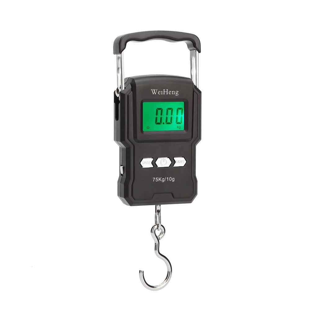 Portable Digital Hanging Hook Scale with Backlight, 75Kg/10g Capacity, Measuring Tape for Fishing & Postal Use