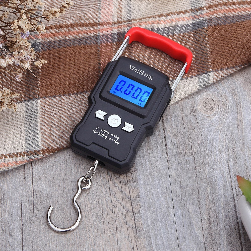 50Kg/5g Portable LCD Backlit Hanging Hook Scale - Double Accuracy Mini Electronic Weighing for Fishing & Travel