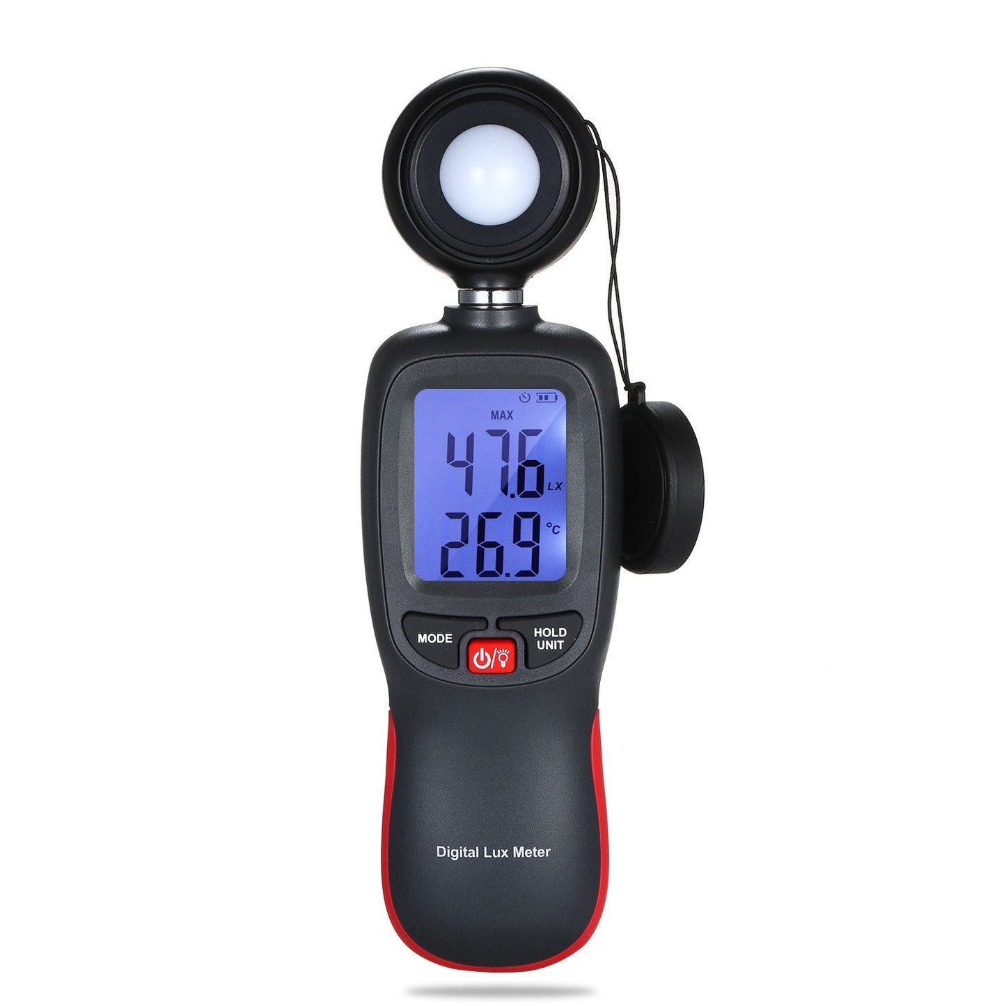 Handheld Digital Lux Meter with LCD Display - 0-200000 Lux Range, Max/Min/Data Hold Mode
