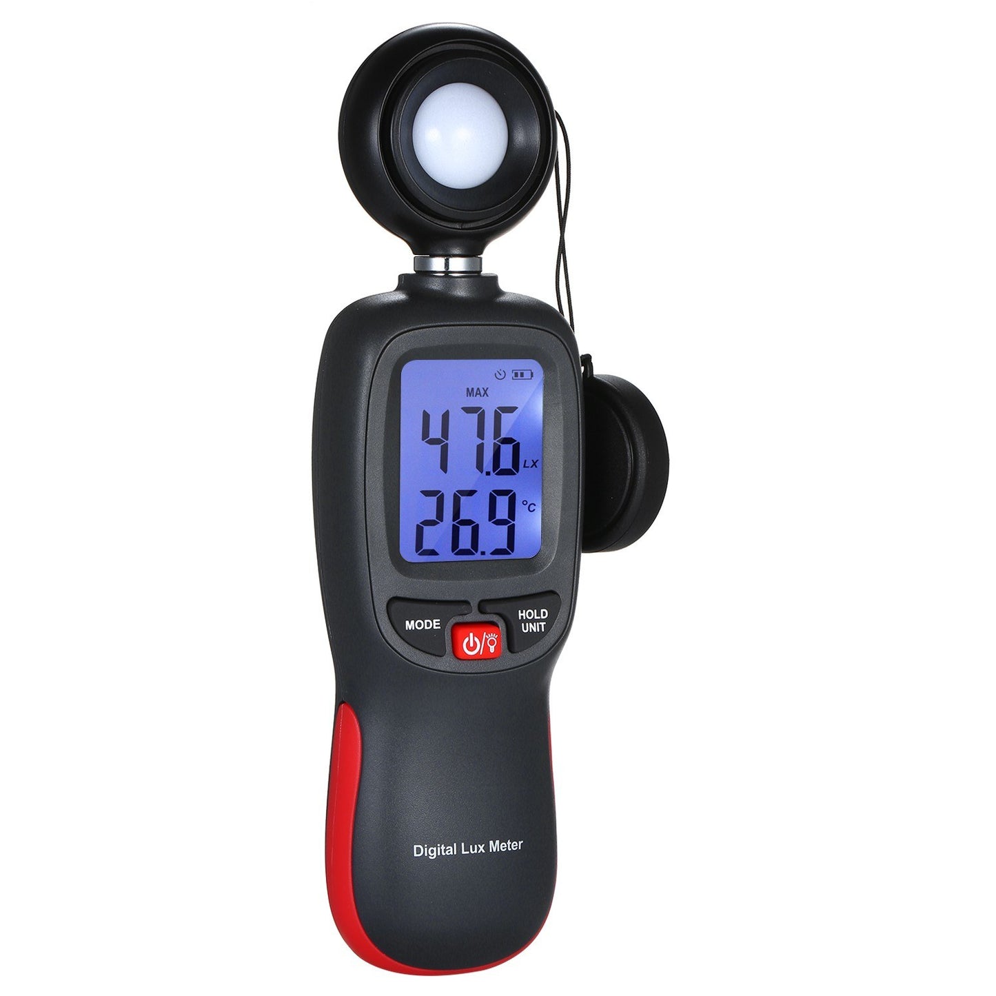 Handheld Digital Lux Meter with LCD Display - 0-200000 Lux Range, Max/Min/Data Hold Mode