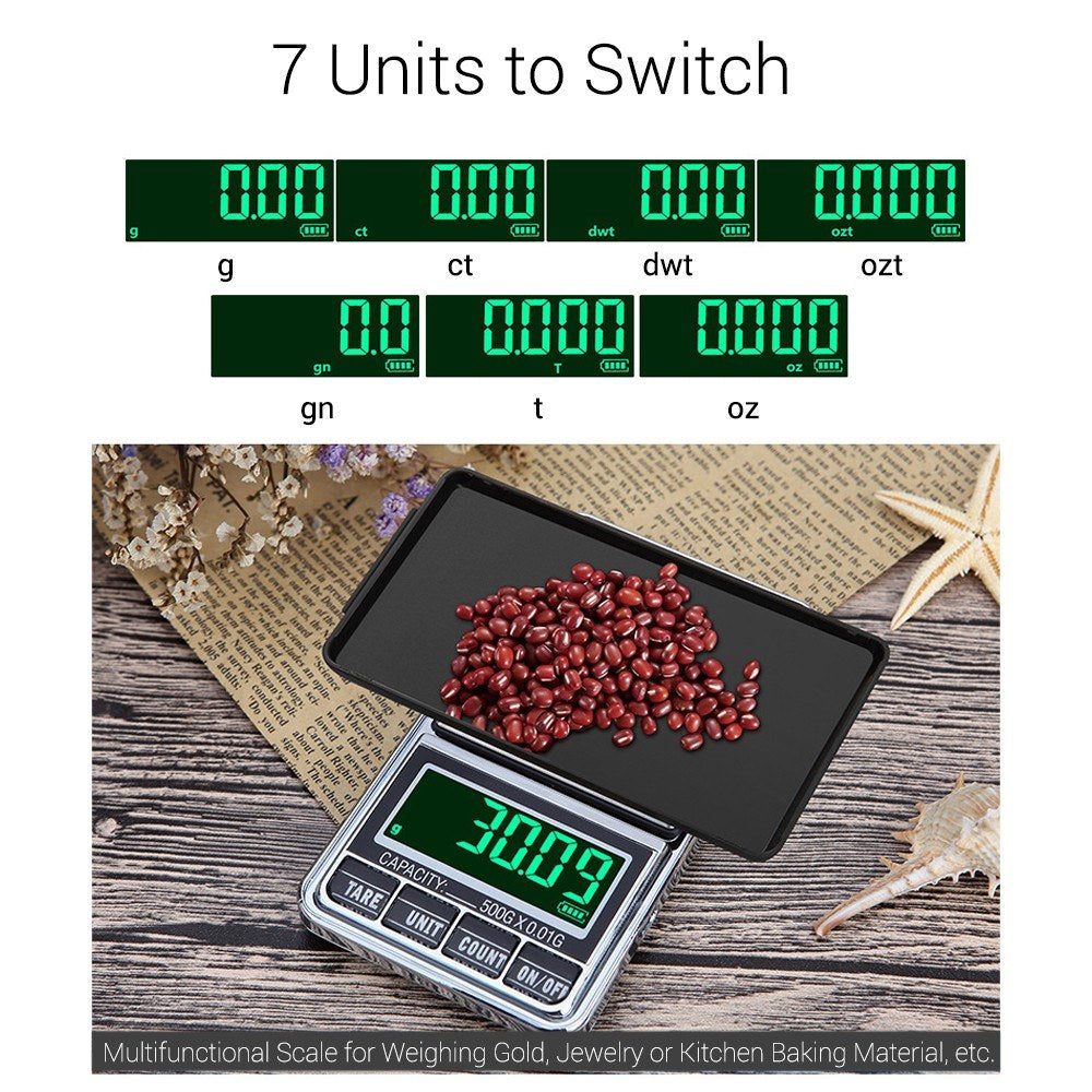 Professional Mini Pocket Digital Jewelry Scale, Portable & Accurate 500g/0.1g