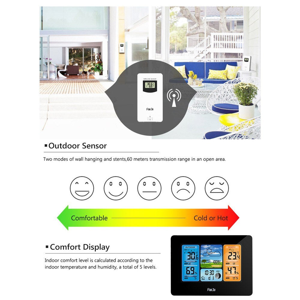 FanJu FJ3373 Digital Weather Station with LCD Alarm Clock