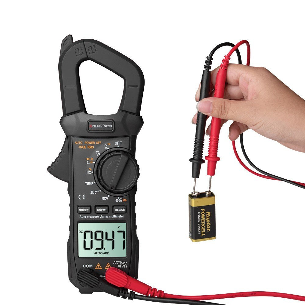 ANENG ST209 True RMS Digital Clamp Multimeter, 6000 Counts, DC/AC Current Tester, Auto Ranging LCD Voltmeter