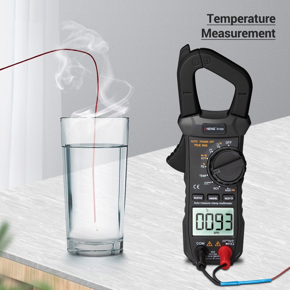 ANENG ST209 True RMS Digital Clamp Multimeter, 6000 Counts, DC/AC Current Tester, Auto Ranging LCD Voltmeter