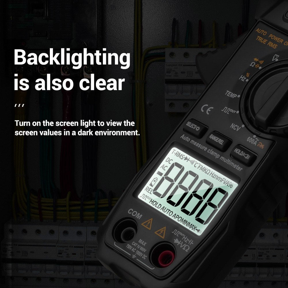 ANENG ST209 True RMS Digital Clamp Multimeter, 6000 Counts, DC/AC Current Tester, Auto Ranging LCD Voltmeter