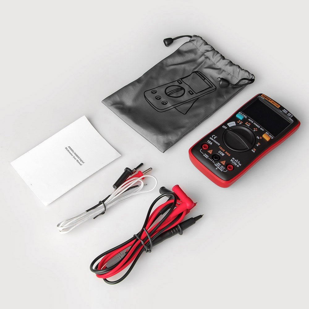 ANENG AN113D Digital Multimeter - 6000 Counts True RMS Auto-Ranging AC/DC Tester with Temperature Measurement LCD Display