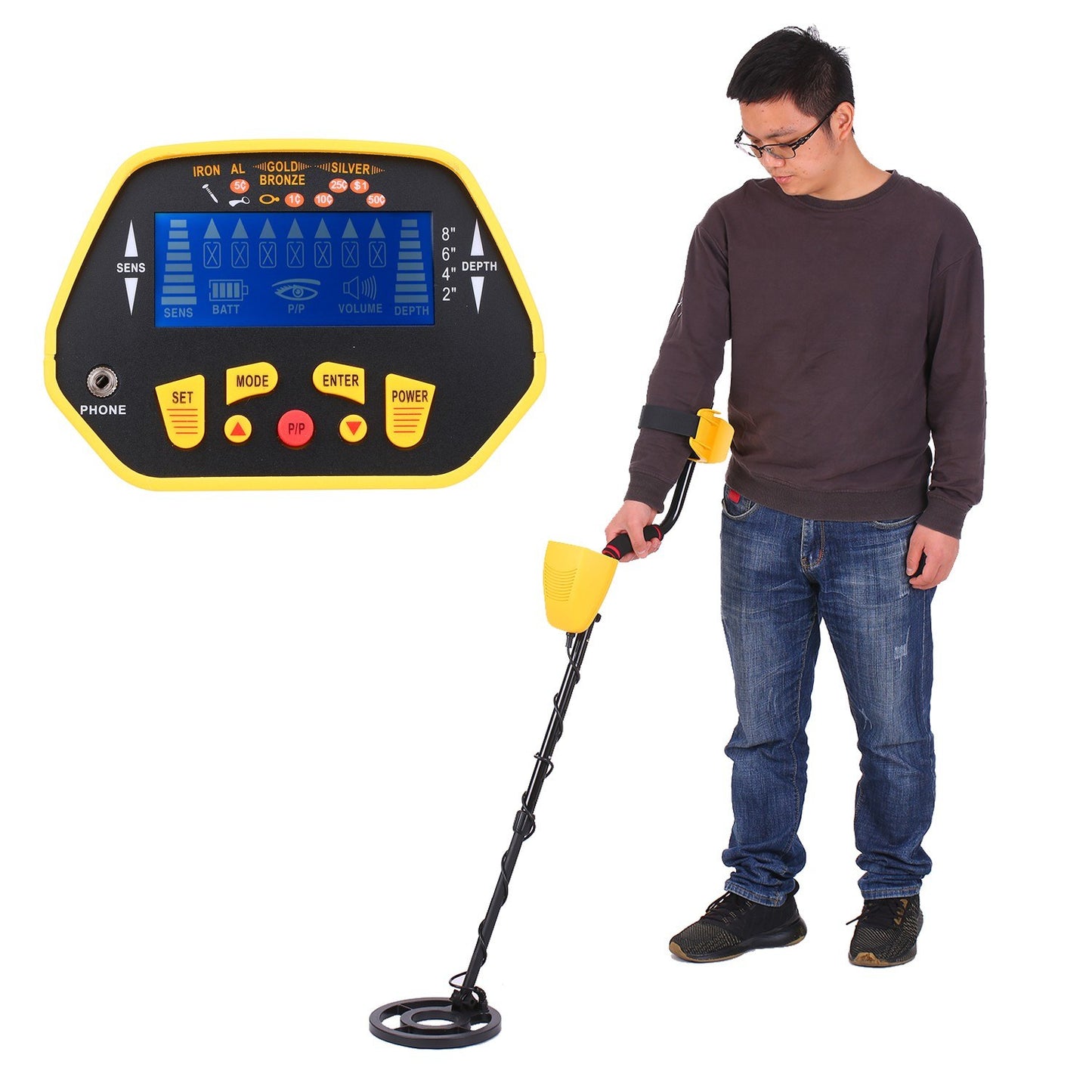 High Sensitivity Waterproof Metal Detector – Professional Treasure Hunter with LCD Display & 7 Target Categories