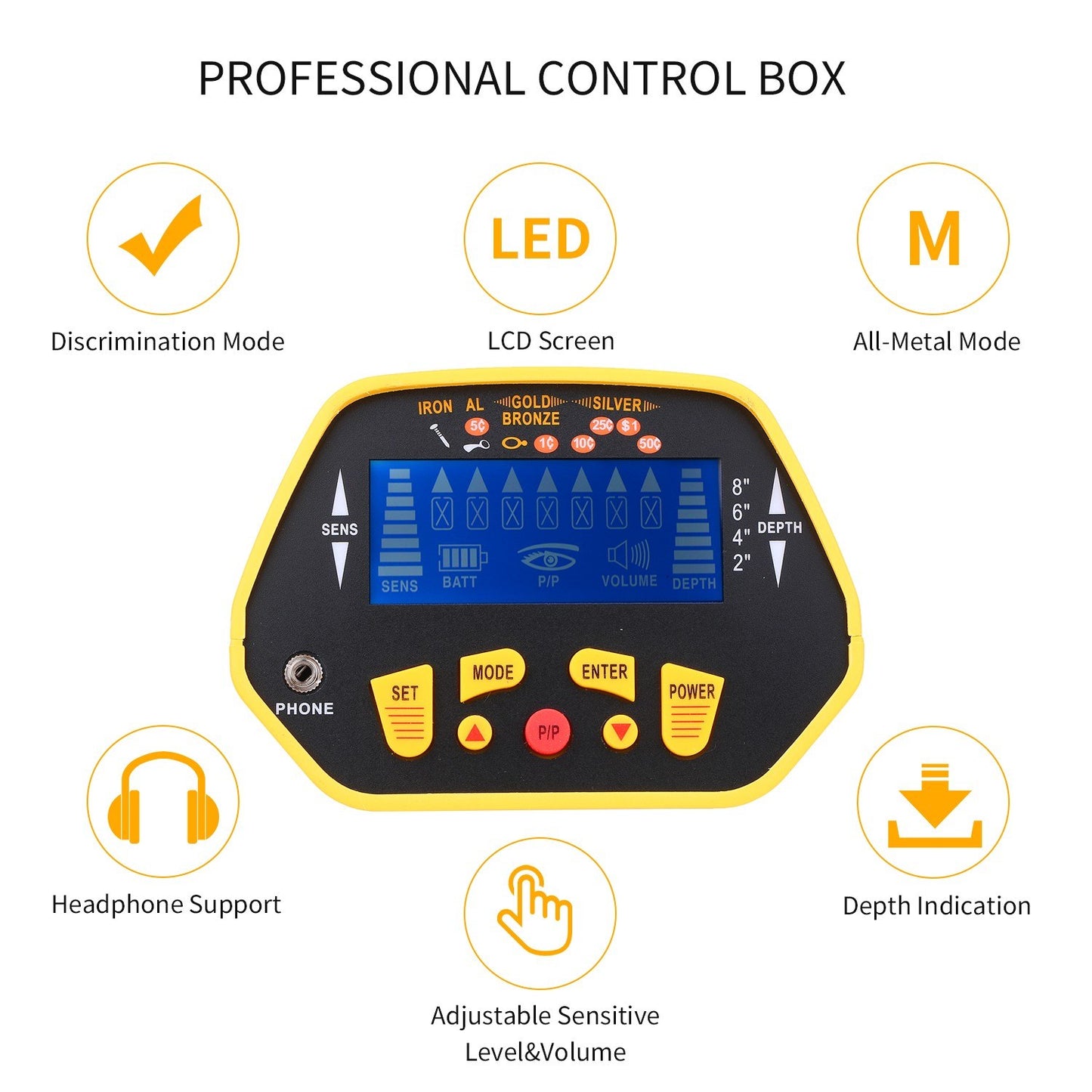 High Sensitivity Waterproof Metal Detector – Professional Treasure Hunter with LCD Display & 7 Target Categories