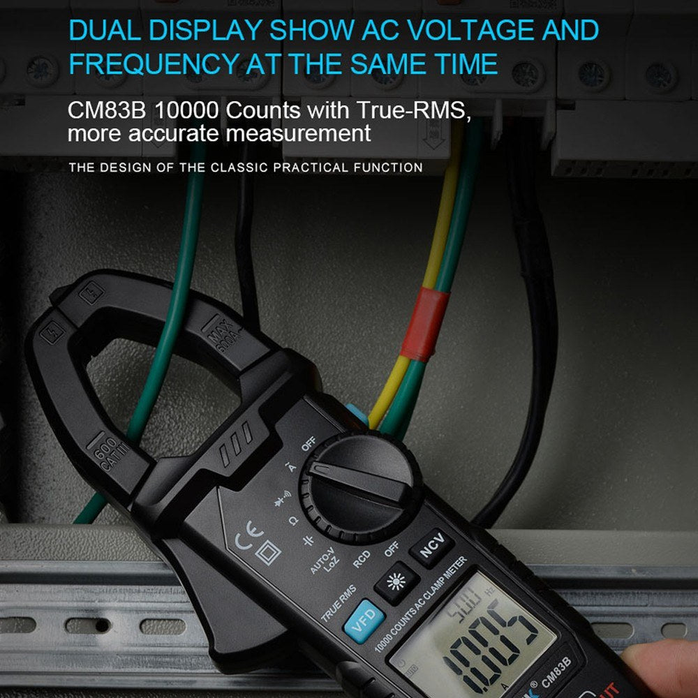 MESTEK 600A Clamp Meter Digital Multimeter - AC/DC Voltage, Capacitance, NCV Tester with Backlight & Data Hold