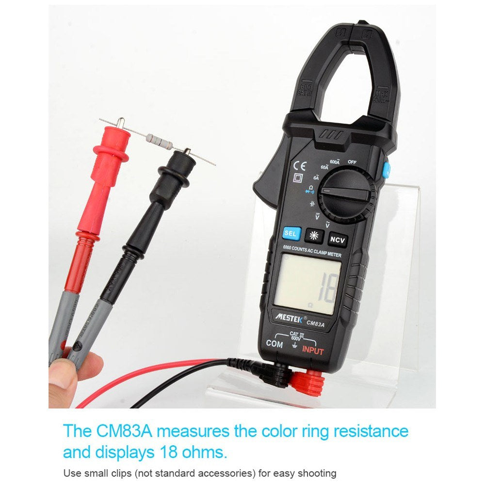 MESTEK 600A Clamp Meter Digital Multimeter - AC/DC Voltage, Capacitance, NCV Tester with Backlight & Data Hold