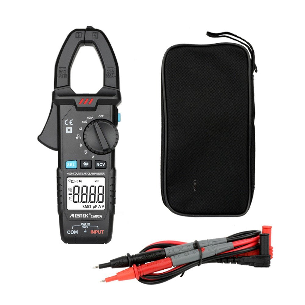 MESTEK 600A Clamp Meter Digital Multimeter - AC/DC Voltage, Capacitance, NCV Tester with Backlight & Data Hold
