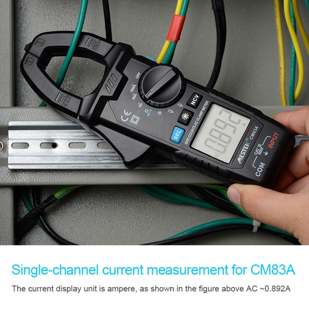 MESTEK 600A Clamp Meter Digital Multimeter - AC/DC Voltage, Capacitance, NCV Tester with Backlight & Data Hold