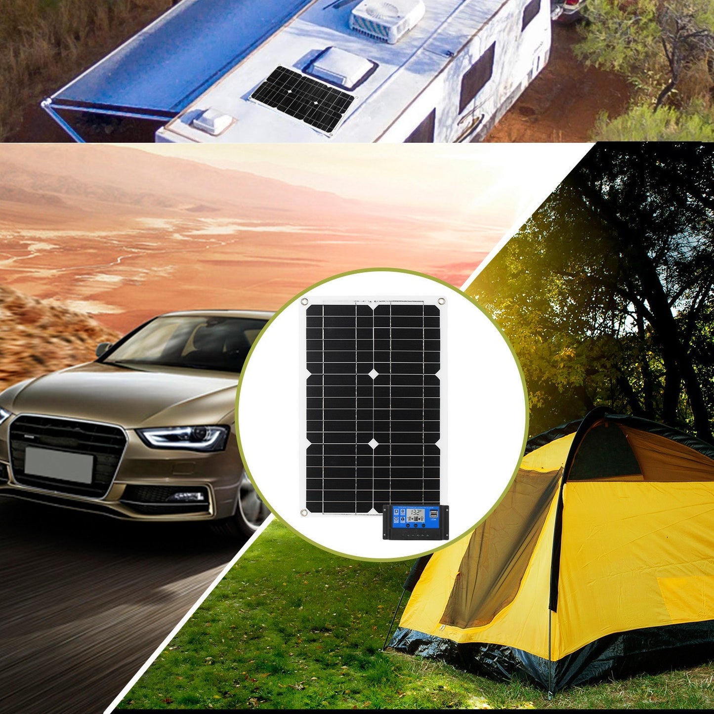 18W 12V Off-Grid Solar Panel Kit with Monocrystalline Module & SAE Charge Controller