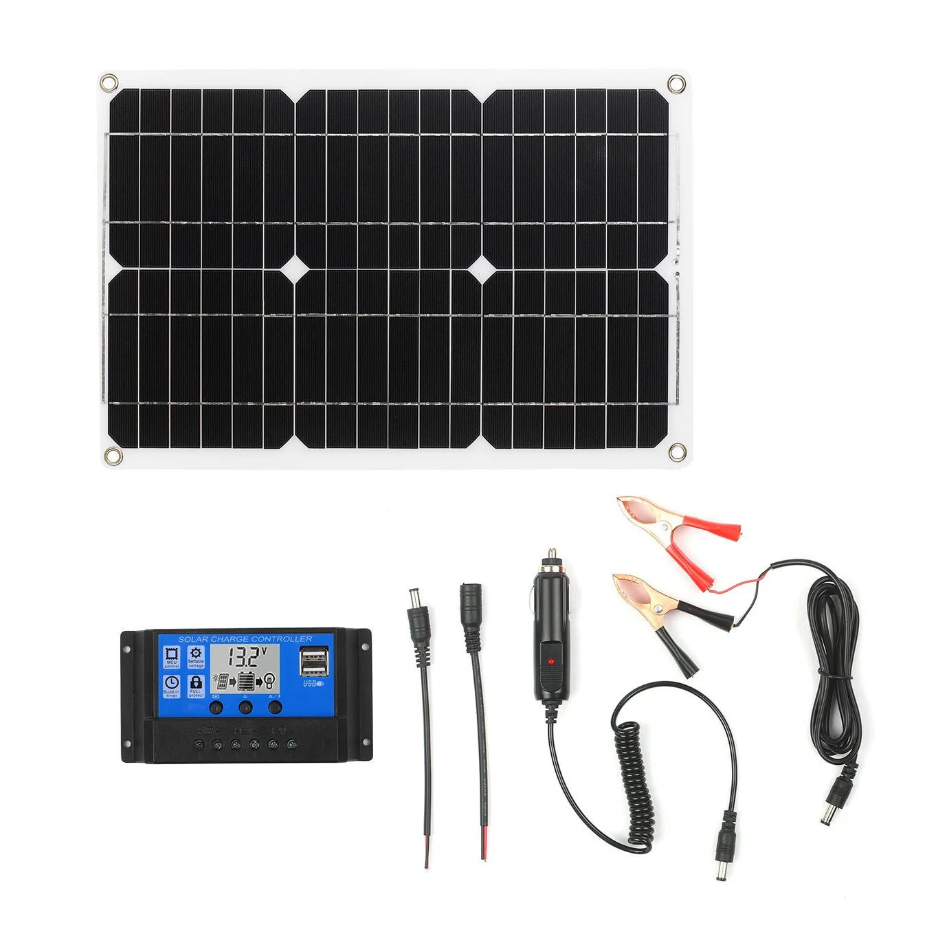 18W 12V Off-Grid Solar Panel Kit with Monocrystalline Module & SAE Charge Controller