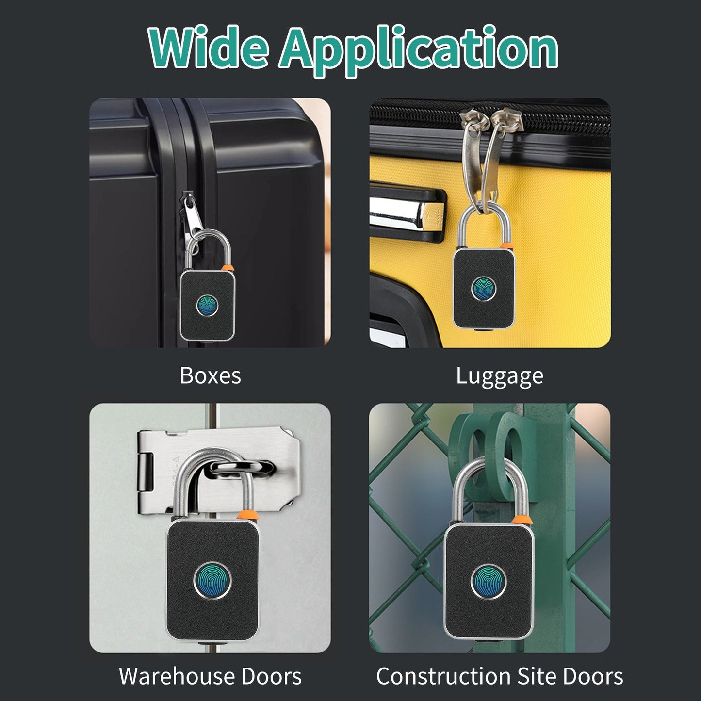 Biometric Fingerprint Padlock: Keyless, Waterproof, USB Charged for Gym, Luggage, Bikes, Backpacks, Fence