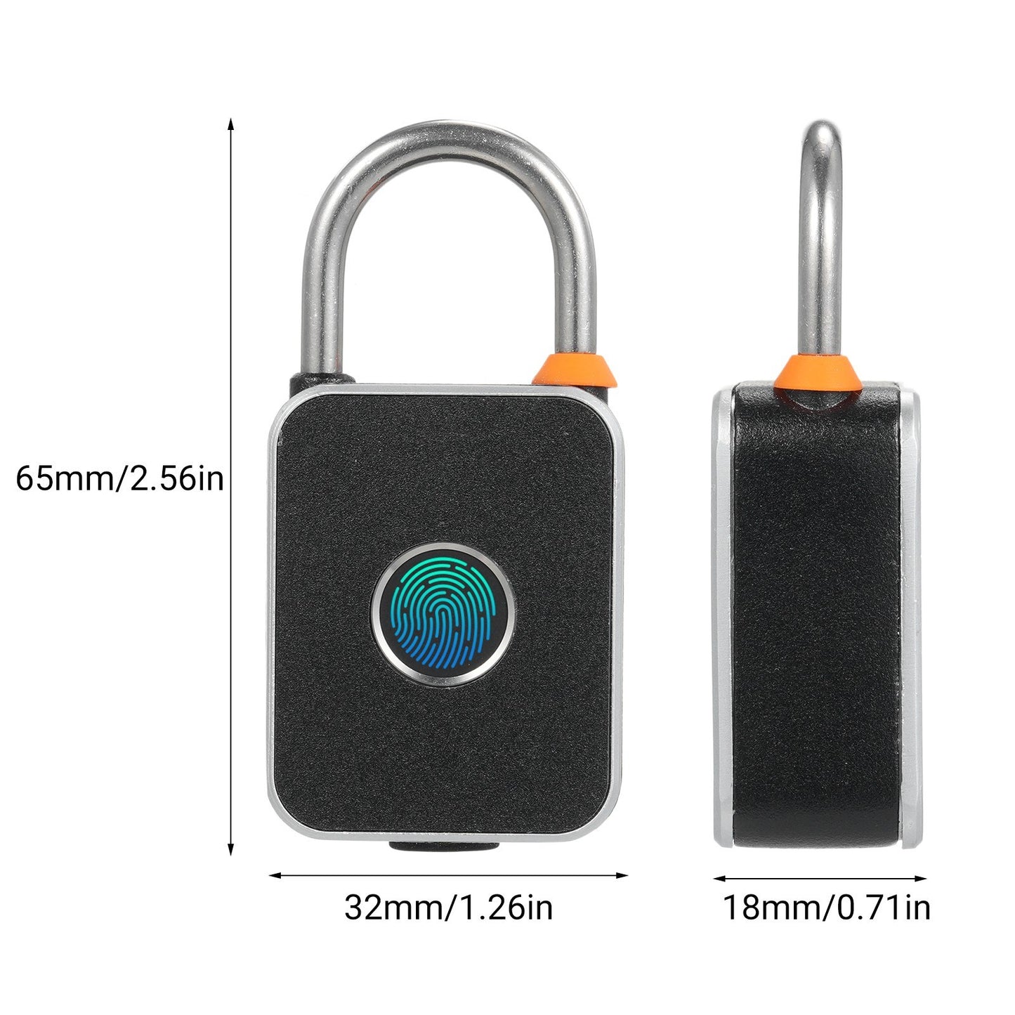 Biometric Fingerprint Padlock: Keyless, Waterproof, USB Charged for Gym, Luggage, Bikes, Backpacks, Fence