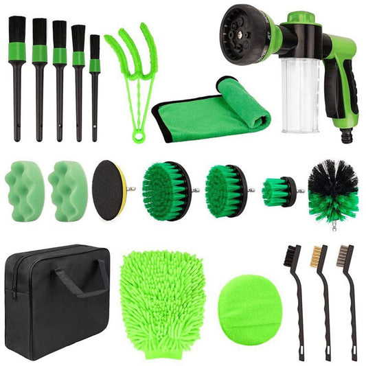 21-Piece Car Detailing Kit: Auto Detailing Brush & Drill Set for Interior, Exterior, Wheels & Wash Accessories