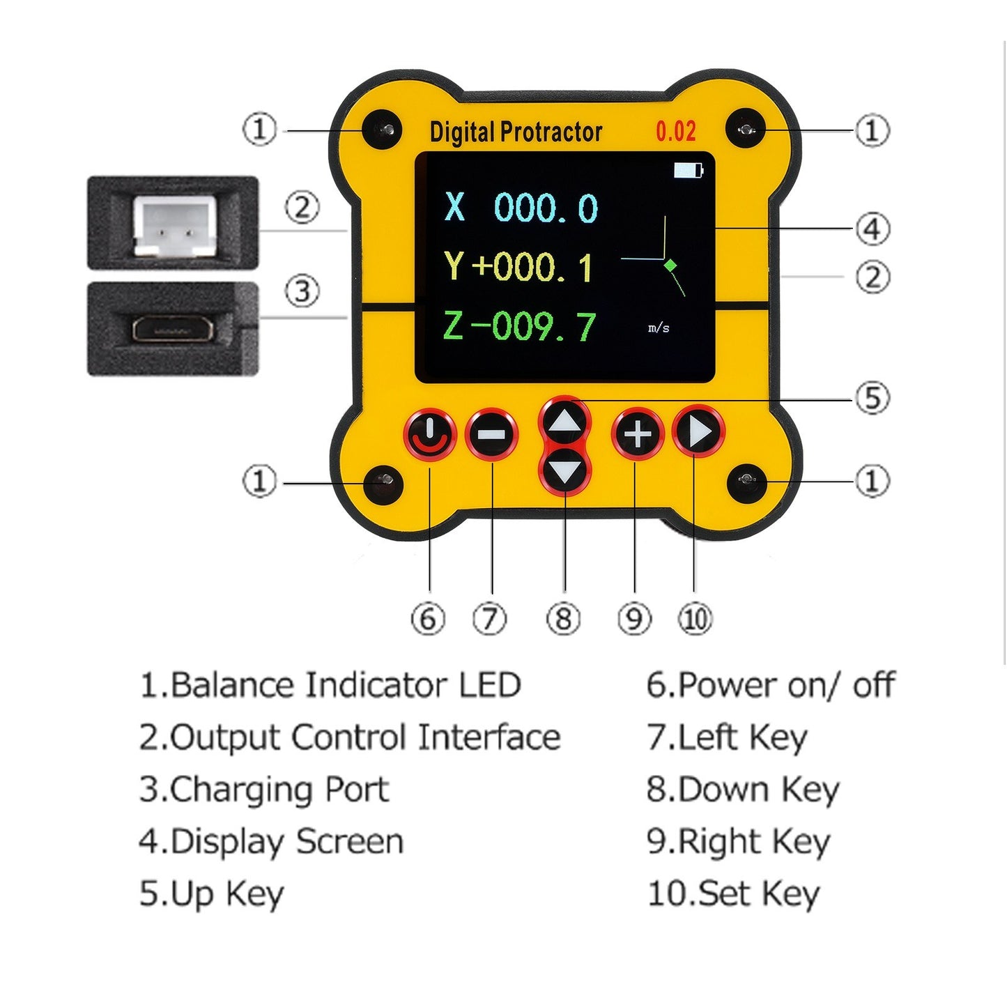 Digital Protractor & Dual Axis Level - High Resolution 0.02° Angle Finder for Woodworking & Construction