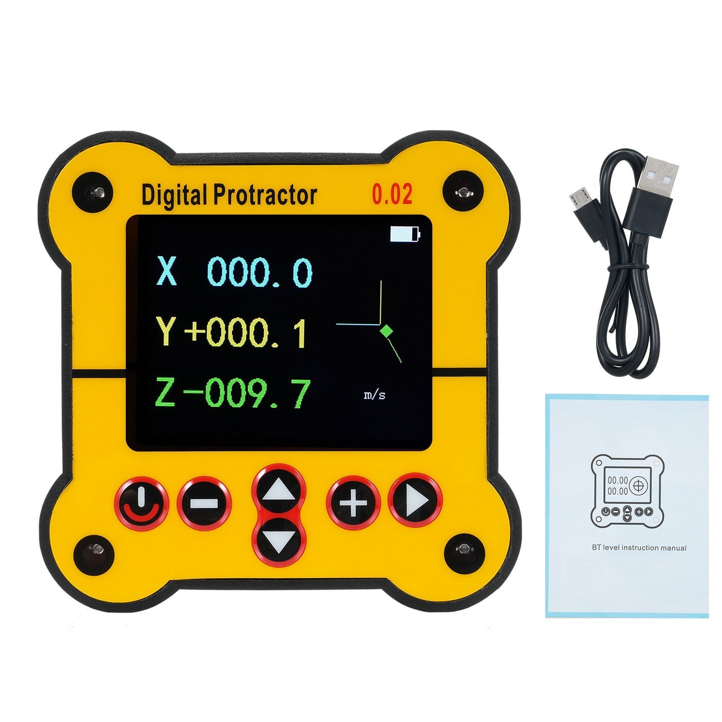 Digital Protractor & Dual Axis Level - High Resolution 0.02° Angle Finder for Woodworking & Construction