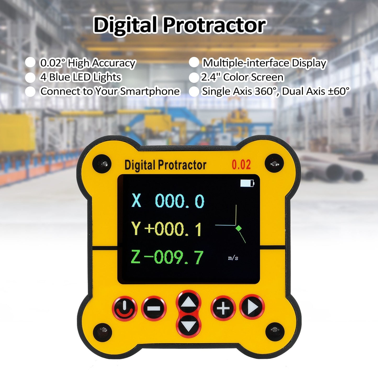 Digital Protractor & Dual Axis Level - High Resolution 0.02° Angle Finder for Woodworking & Construction