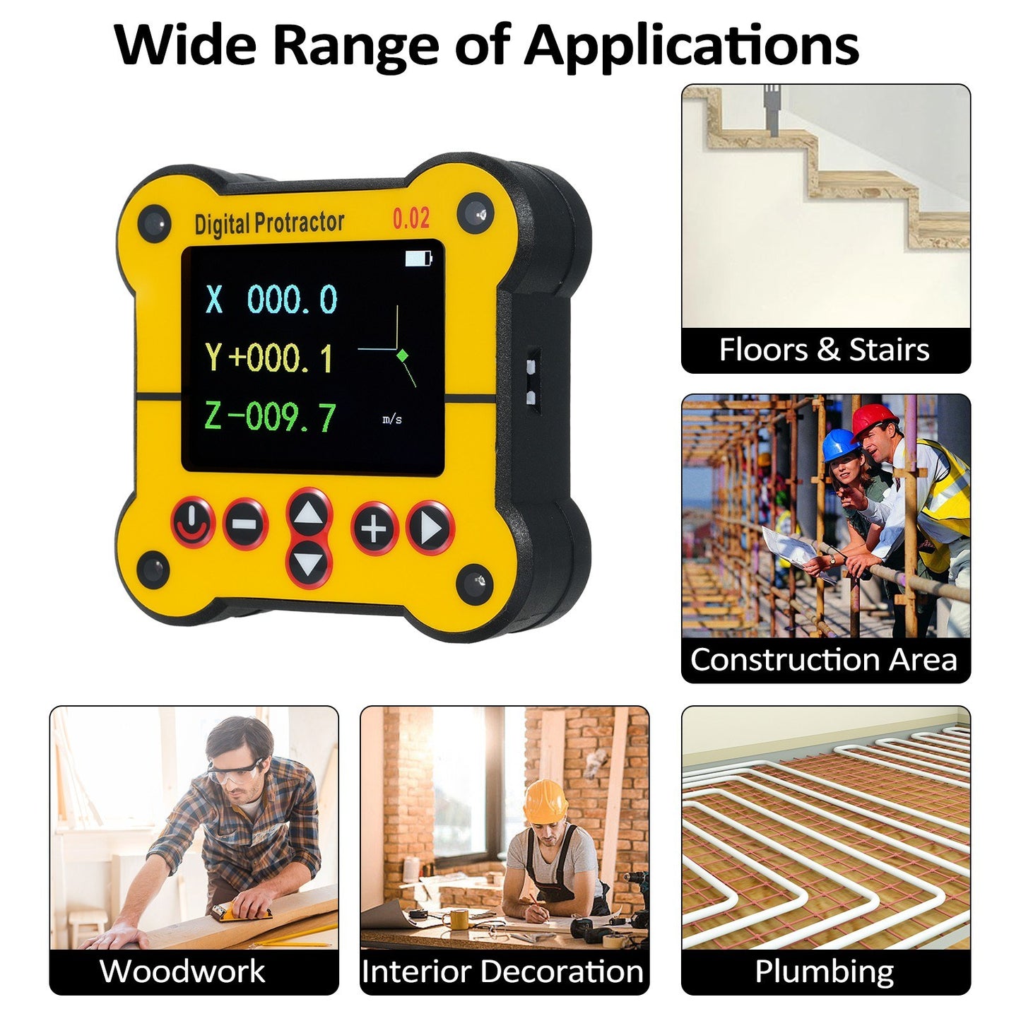 Digital Protractor & Dual Axis Level - High Resolution 0.02° Angle Finder for Woodworking & Construction
