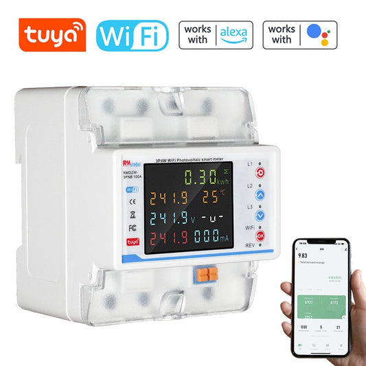 Tuya WiFi Smart Circuit Breaker 3P4W with Auto Reclosure, Power Metering, and Multi-Protection Features