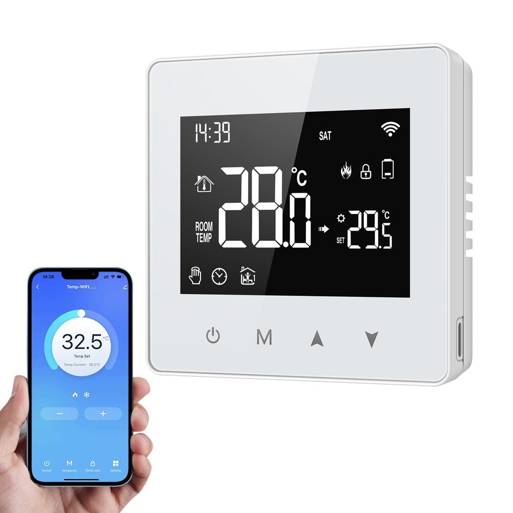 Tuya WiFi Smart Temperature Controller with LED Display, Compact Size for Water/Gas Boilers, Alexa & Google Home Compatible