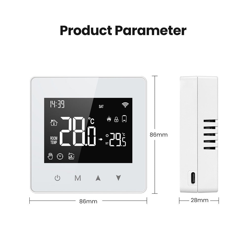 Tuya WiFi Smart Temperature Controller with LED Display, Compact Size for Water/Gas Boilers, Alexa & Google Home Compatible