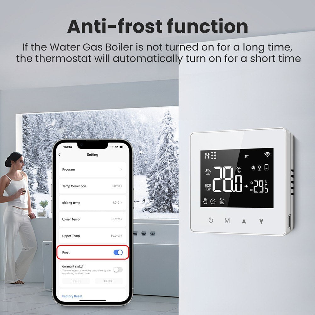 Tuya WiFi Smart Temperature Controller with LED Display, Compact Size for Water/Gas Boilers, Alexa & Google Home Compatible