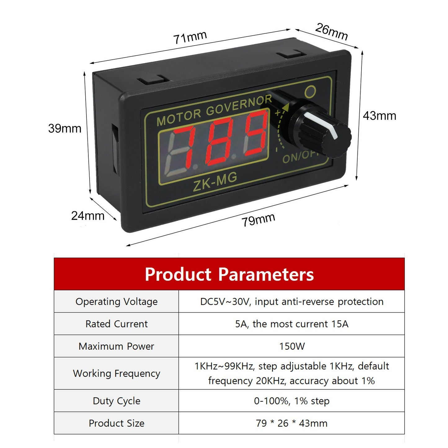 150W DC Motor Speed Controller PWM Driver 5-30V with Adjustable Rotary Switch Module