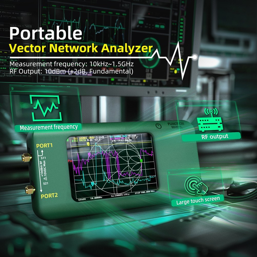 Portable Handheld Vector Network Analyzer with 3.98-inch TFT Display, HF VHF Ultra-High Frequency, Type-C Charging