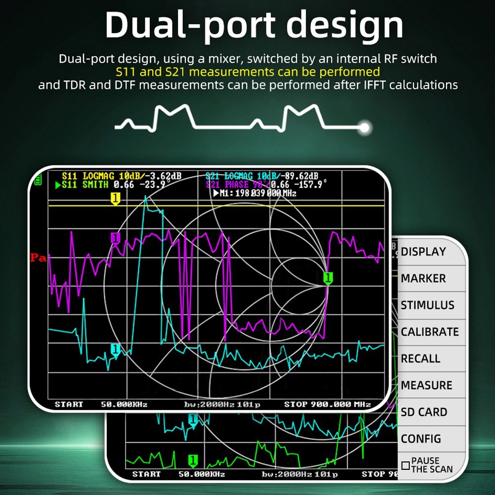 Portable Handheld Vector Network Analyzer with 3.98-inch TFT Display, HF VHF Ultra-High Frequency, Type-C Charging