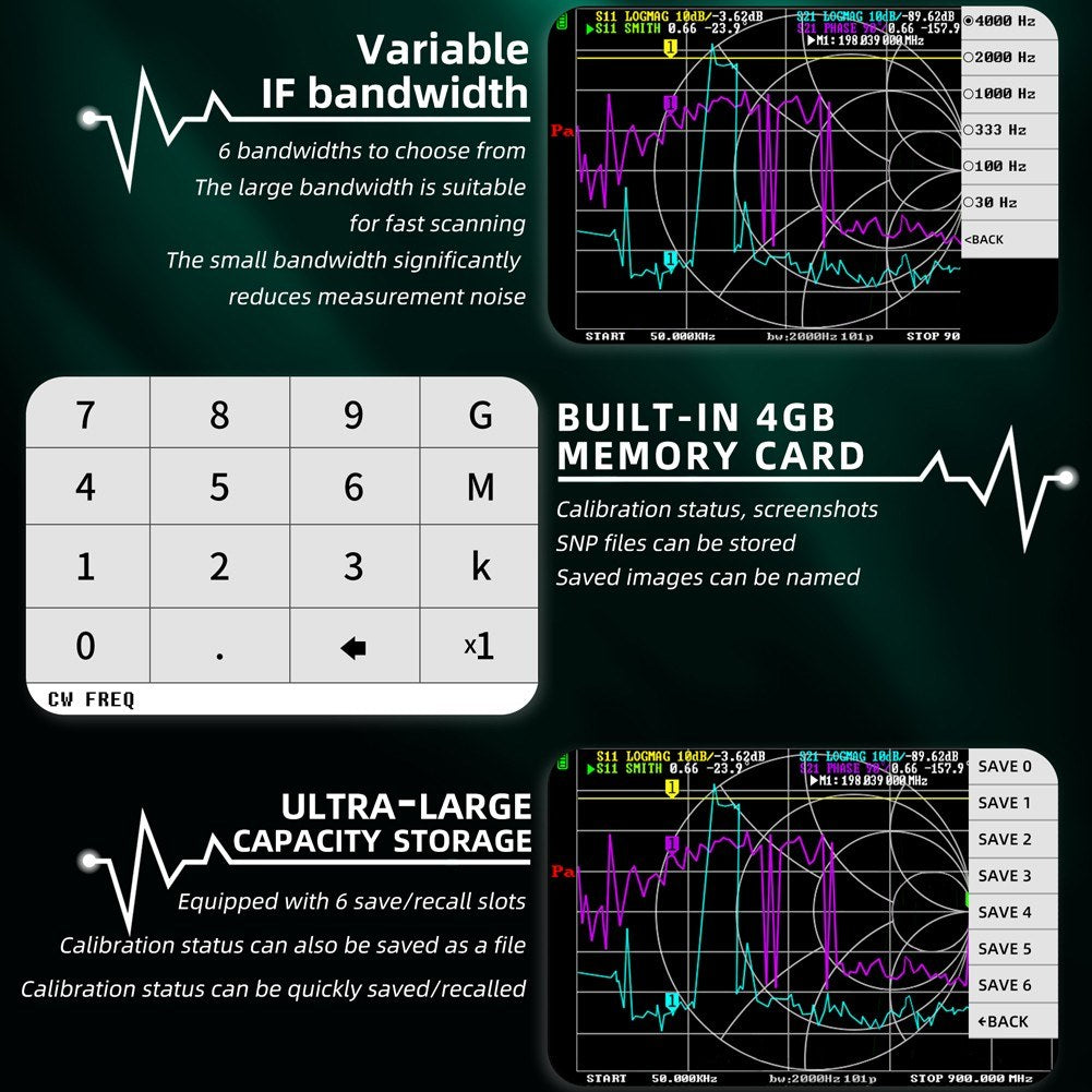 Portable Handheld Vector Network Analyzer with 3.98-inch TFT Display, HF VHF Ultra-High Frequency, Type-C Charging